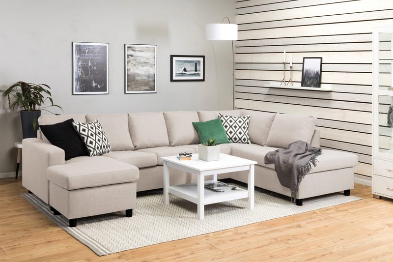 Crazy 5-sits Högervänd U-formad X-Large Soffa med Divan och Schäslong i Tyg - Beige - Products - Möbler - Soffa - U-soffa