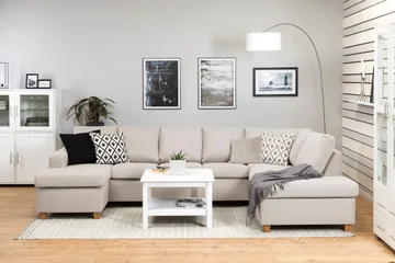 Crazy 5-sits Högervänd U-formad X-Large Soffa med Divan och Schäslong i Tyg - Beige - Products - Möbler - Soffa - U-soffa