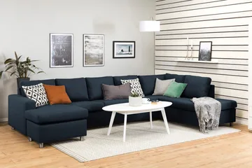 Crazy 5-sits Högervänd U-formad X-Large Soffa med Divan och Schäslong i Tyg - Blå - Products - Möbler - Soffa - U-soffa