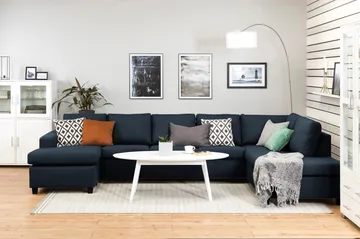 Crazy 5-sits Högervänd U-formad X-Large Soffa med Divan och Schäslong i Tyg - Blå - Products - Möbler - Soffa - U-soffa