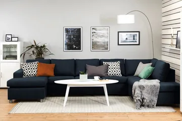 Crazy 5-sits Högervänd U-formad X-Large Soffa med Divan och Schäslong i Tyg - Blå - Products - Möbler - Soffa - U-soffa