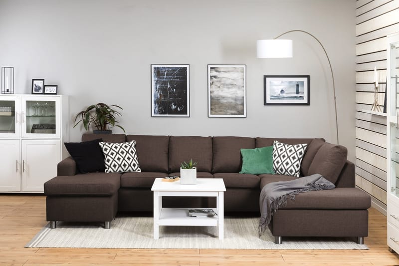 Crazy 5-sits Högervänd U-formad X-Large Soffa med Divan och Schäslong i Tyg - Brun - Products - Möbler - Soffa - U-soffa