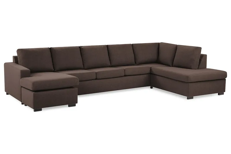Crazy 5-sits Högervänd U-formad X-Large Soffa med Divan och Schäslong i Tyg - Brun - Products - Möbler - Soffa - U-soffa