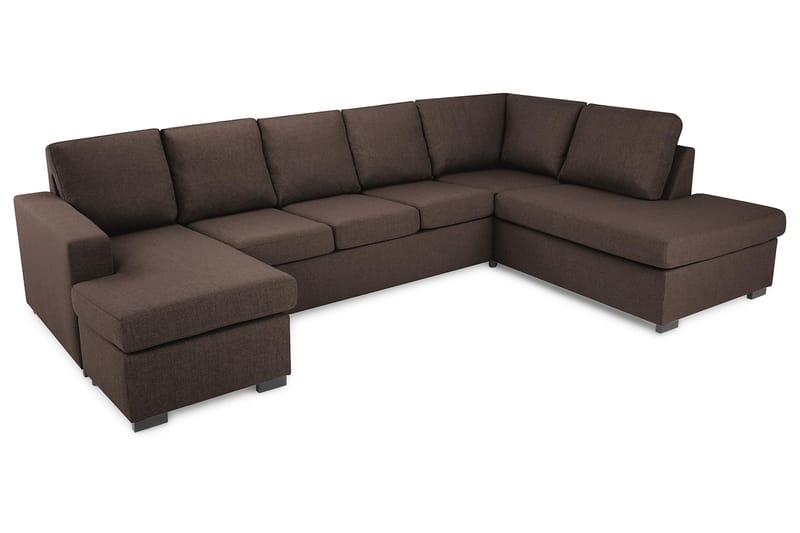 Crazy 5-sits Högervänd U-formad X-Large Soffa med Divan och Schäslong i Tyg - Brun - Products - Möbler - Soffa - U-soffa