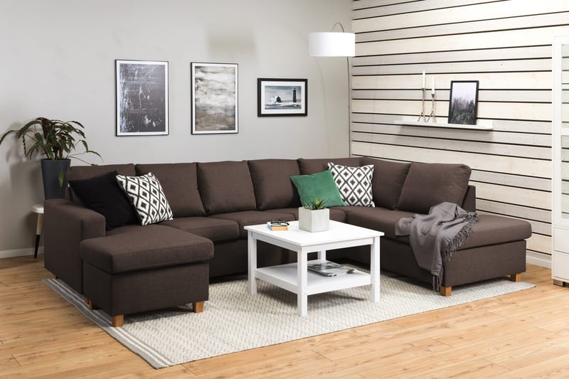 Crazy 5-sits Högervänd U-formad X-Large Soffa med Divan och Schäslong i Tyg - Brun - Products - Möbler - Soffa - U-soffa