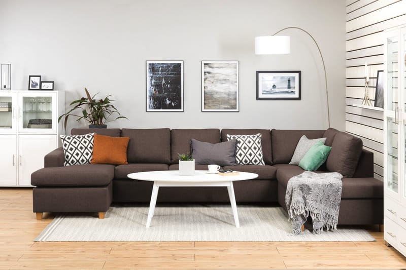 Crazy 5-sits Högervänd U-formad X-Large Soffa med Divan och Schäslong i Tyg - Brun - Products - Möbler - Soffa - U-soffa