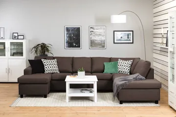 Crazy 5-sits Högervänd U-formad X-Large Soffa med Divan och Schäslong i Tyg - Brun - Products - Möbler - Soffa - U-soffa