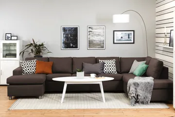 Crazy 5-sits Högervänd U-formad X-Large Soffa med Divan och Schäslong i Tyg - Brun - Products - Möbler - Soffa - U-soffa