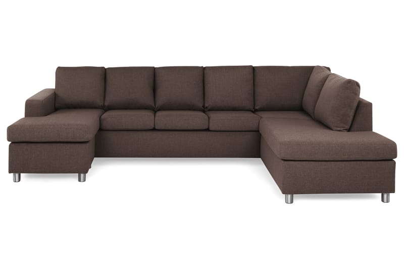 Crazy 5-sits Högervänd U-formad X-Large Soffa med Divan och Schäslong i Tyg - Brun - Products - Möbler - Soffa - U-soffa