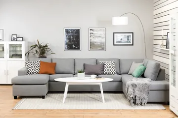 Crazy 5-sits Högervänd U-formad X-Large Soffa med Divan och Schäslong i Tyg - Grå - Products - Möbler - Soffa - U-soffa