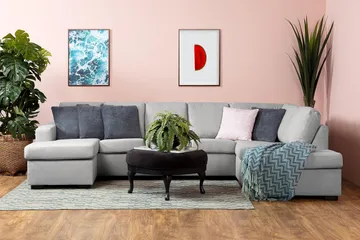 Crazy 5-sits Högervänd U-formad X-Large Soffa med Divan och Schäslong i Tyg - Grå - Products - Möbler - Soffa - U-soffa