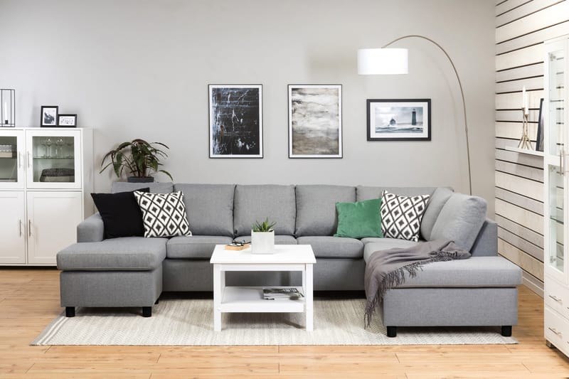 Crazy 5-sits Högervänd U-formad X-Large Soffa med Divan och Schäslong i Tyg - Grå - Products - Möbler - Soffa - U-soffa