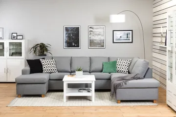 Crazy 5-sits Högervänd U-formad X-Large Soffa med Divan och Schäslong i Tyg - Grå - Products - Möbler - Soffa - U-soffa
