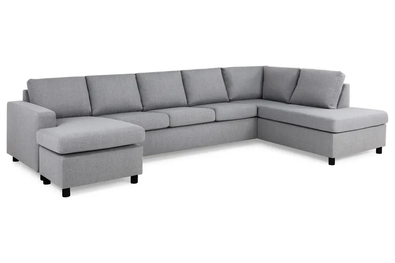 Crazy 5-sits Högervänd U-formad X-Large Soffa med Divan och Schäslong i Tyg - Grå - Products - Möbler - Soffa - U-soffa