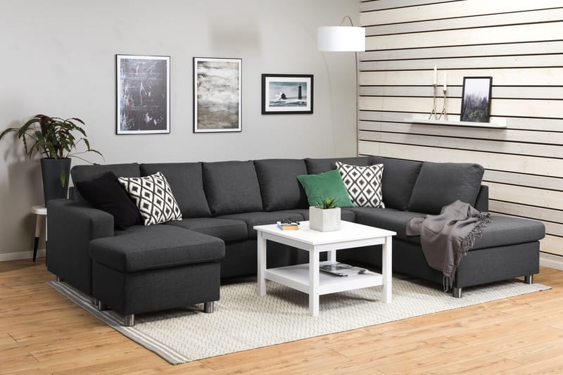 Crazy 5-sits Högervänd U-formad X-Large Soffa med Divan och Schäslong i Tyg - Mörkgrå - Products - Möbler - Soffa - U-soffa