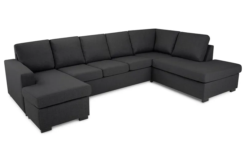 Crazy 5-sits Högervänd U-formad X-Large Soffa med Divan och Schäslong i Tyg - Mörkgrå - Products - Möbler - Soffa - U-soffa