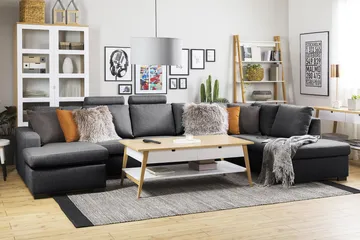 Crazy 5-sits Högervänd U-formad X-Large Soffa med Divan och Schäslong i Tyg - Mörkgrå - Products - Möbler - Soffa - U-soffa