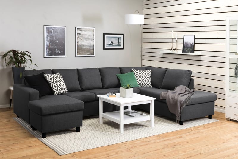 Crazy 5-sits Högervänd U-formad X-Large Soffa med Divan och Schäslong i Tyg - Mörkgrå - Products - Möbler - Soffa - U-soffa