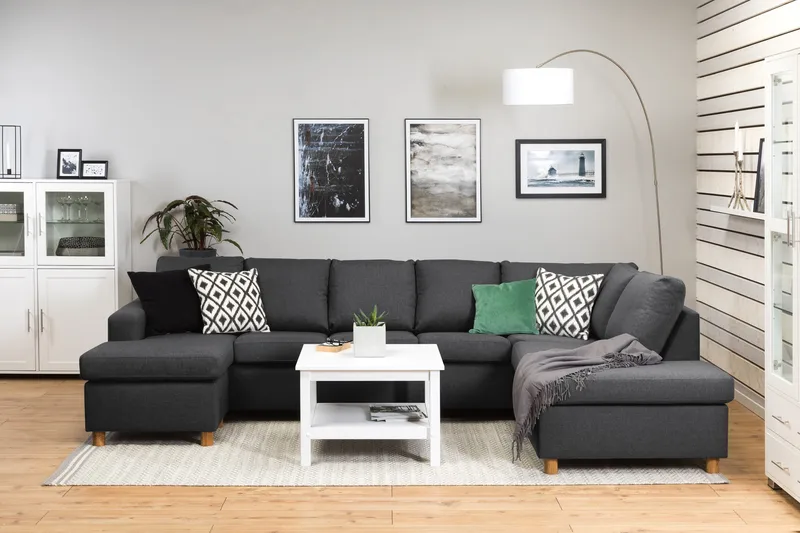 Crazy 5-sits Högervänd U-formad X-Large Soffa med Divan och Schäslong i Tyg - Mörkgrå - Products - Möbler - Soffa - U-soffa