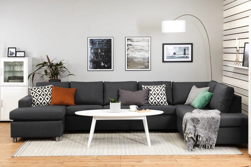 Crazy 5-sits Högervänd U-formad X-Large Soffa med Divan och Schäslong i Tyg - Mörkgrå - Products - Möbler - Soffa - U-soffa