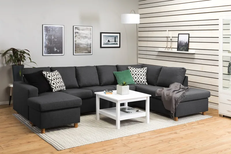 Crazy 5-sits Högervänd U-formad X-Large Soffa med Divan och Schäslong i Tyg - Mörkgrå - Products - Möbler - Soffa - U-soffa