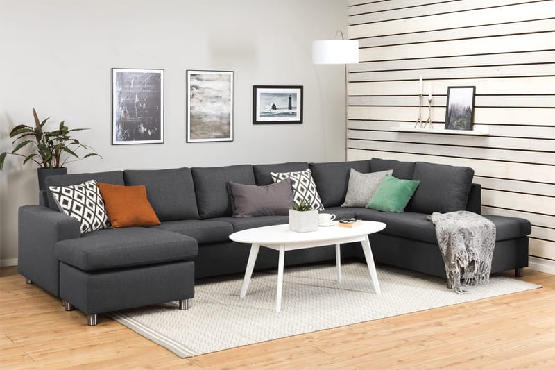 Crazy 5-sits Högervänd U-formad X-Large Soffa med Divan och Schäslong i Tyg - Mörkgrå - Products - Möbler - Soffa - U-soffa
