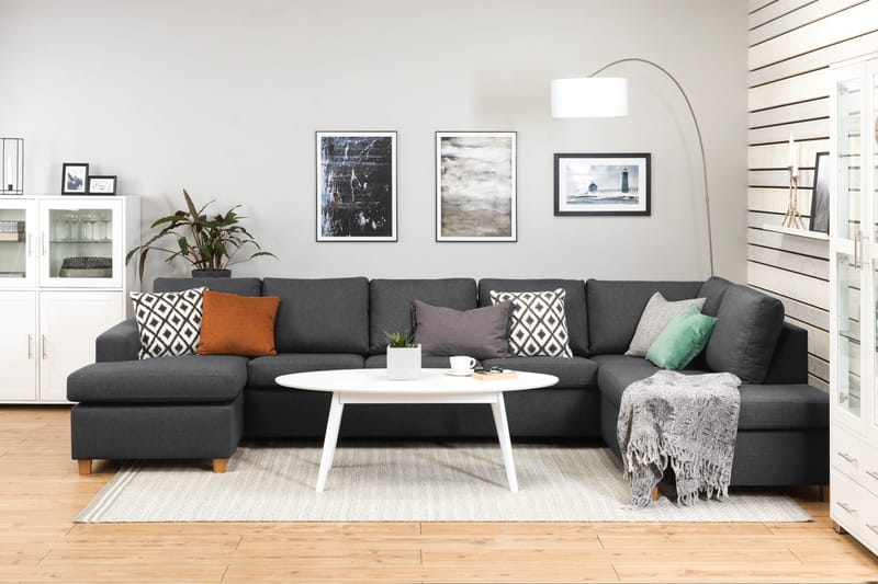Crazy 5-sits Högervänd U-formad X-Large Soffa med Divan och Schäslong i Tyg - Mörkgrå - Products - Möbler - Soffa - U-soffa