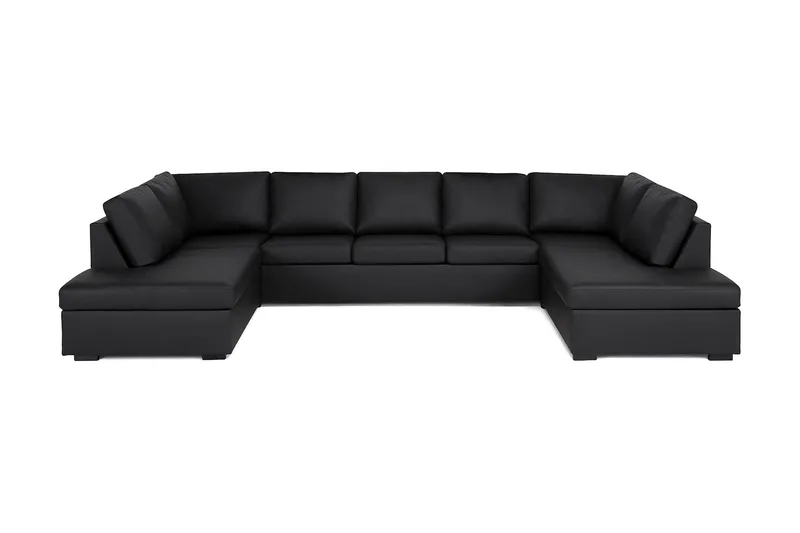 Crazy 5-sits U-formad Soffa med dubbelschäslong i Konstläder - Svart - Products - Möbler - Soffa - U-soffa