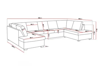 Crazy 5-sits U-formad Soffa med dubbelschäslong i Konstläder - Svart - Products - Möbler - Soffa - U-soffa
