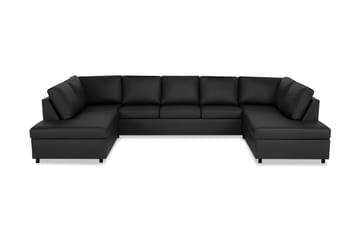 Crazy 5-sits U-formad Soffa med dubbelschäslong i Konstläder - Svart - Products - Möbler - Soffa - U-soffa