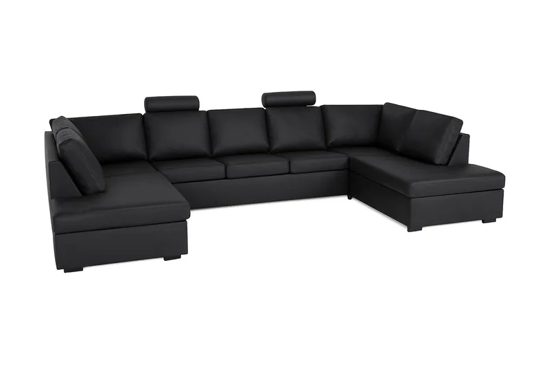 Crazy 5-sits U-formad Soffa med dubbelschäslong i Konstläder - Svart - Products - Möbler - Soffa - U-soffa