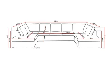 Crazy 5-sits U-formad Soffa med dubbelschäslong i Tyg - Antracit - Products - Möbler - Soffa - U-soffa