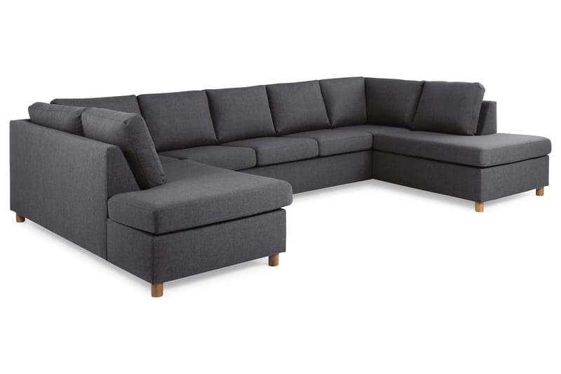 Crazy 5-sits U-formad Soffa med dubbelschäslong i Tyg - Mörkgrå - Products - Möbler - Soffa - U-soffa