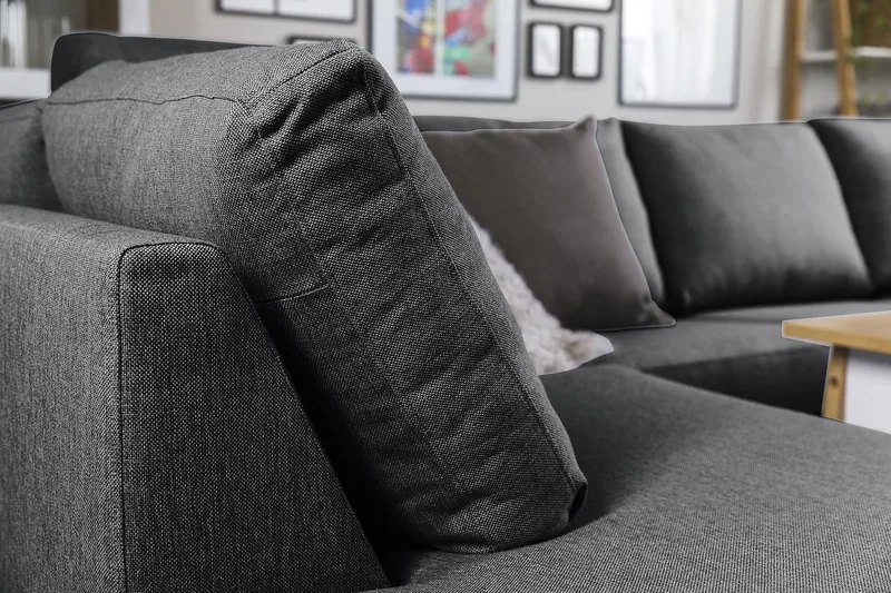 Crazy 5-sits U-formad Soffa med dubbelschäslong i Tyg - Mörkgrå - Products - Möbler - Soffa - U-soffa