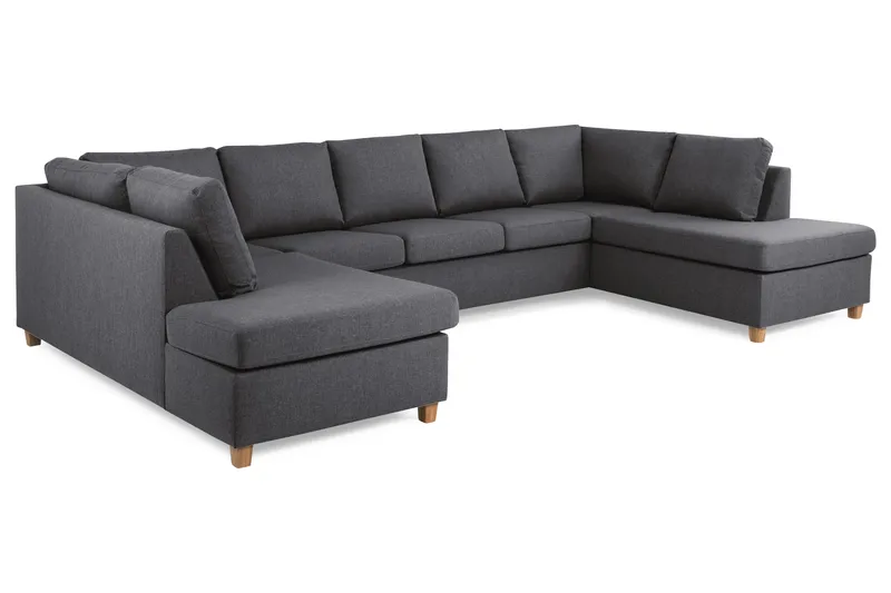 Crazy 5-sits U-formad Soffa med dubbelschäslong i Tyg - Mörkgrå - Products - Möbler - Soffa - U-soffa