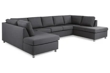 Crazy 5-sits U-formad Soffa med dubbelschäslong i Tyg - Mörkgrå - Products - Möbler - Soffa - U-soffa