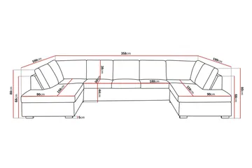 Crazy 5-sits U-formad Soffa med dubbelschäslong i Tyg - Mörkgrå - Products - Möbler - Soffa - U-soffa