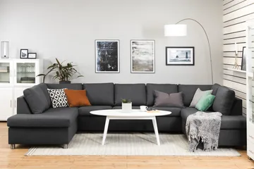 Crazy 5-sits U-formad Soffa med dubbelschäslong i Tyg - Mörkgrå - Products - Möbler - Soffa - U-soffa