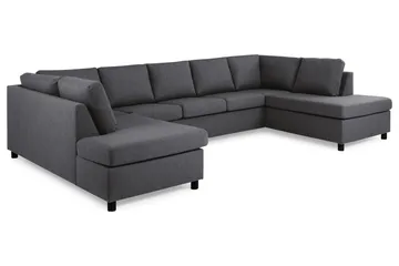 Crazy 5-sits U-formad Soffa med dubbelschäslong i Tyg - Mörkgrå - Products - Möbler - Soffa - U-soffa