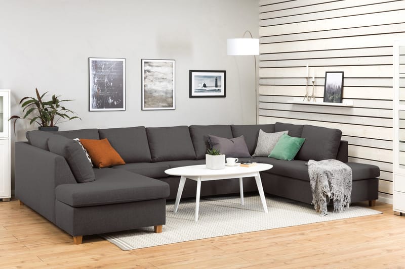 Crazy 5-sits U-formad Soffa med dubbelschäslong i Tyg - Mörkgrå - Products - Möbler - Soffa - U-soffa