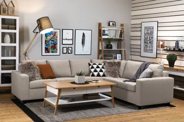 Crazy 5-sits Vändbar L-formad Large Hörnsoffa i Tyg - Beige - Products - Möbler - Soffa - Hörnsoffa