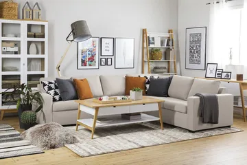 Crazy 5-sits Vändbar L-formad Large Hörnsoffa i Tyg - Beige - Products - Möbler - Soffa - Hörnsoffa