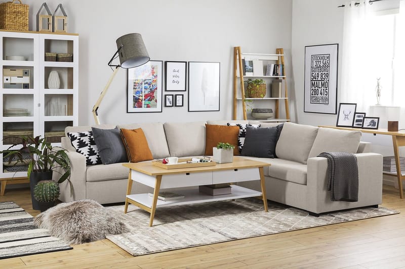 Crazy 5-sits Vändbar L-formad Large Hörnsoffa i Tyg - Beige - Products - Möbler - Soffa - Hörnsoffa
