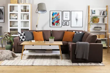 Crazy 5-sits Vändbar L-formad Large Hörnsoffa i Tyg - Brun - Products - Möbler - Soffa - Hörnsoffa