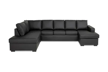Crazy 5-sits Vänstervänd U-formad Soffa med Divan och Schäslong i Konstläder - Svart - Products - Möbler - Soffa - U-soffa