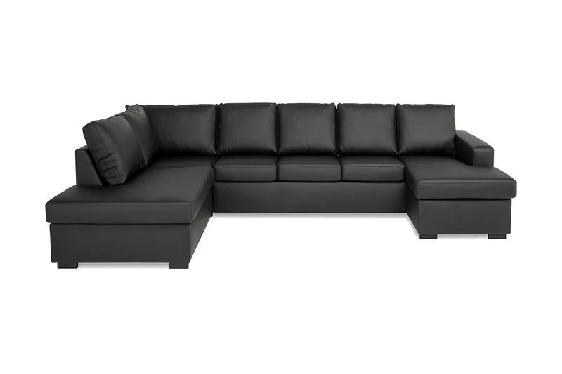 Crazy 5-sits Vänstervänd U-formad Soffa med Divan och Schäslong i Konstläder - Svart - Products - Möbler - Soffa - U-soffa