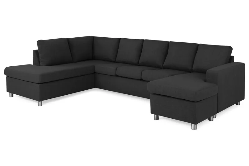 Crazy 5-sits Vänstervänd U-formad Soffa med Divan och Schäslong i Tyg - Antracit - Products - Möbler - Soffa - U-soffa