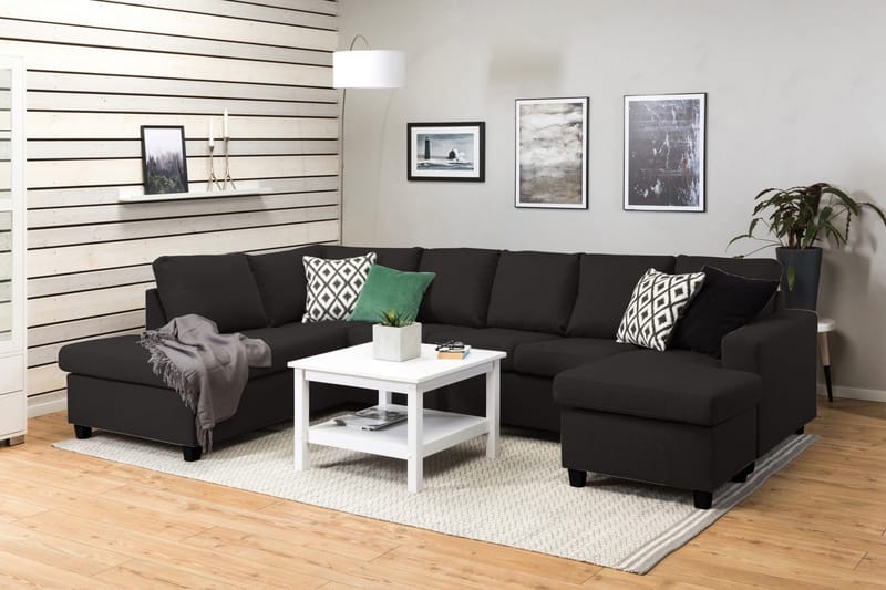 Crazy 5-sits Vänstervänd U-formad Soffa med Divan och Schäslong i Tyg - Antracit - Products - Möbler - Soffa - U-soffa