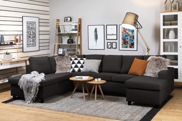 Crazy 5-sits Vänstervänd U-formad Soffa med Divan och Schäslong i Tyg - Antracit - Products - Möbler - Soffa - U-soffa