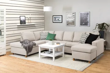 Crazy 5-sits Vänstervänd U-formad Soffa med Divan och Schäslong i Tyg - Beige - Products - Möbler - Soffa - U-soffa